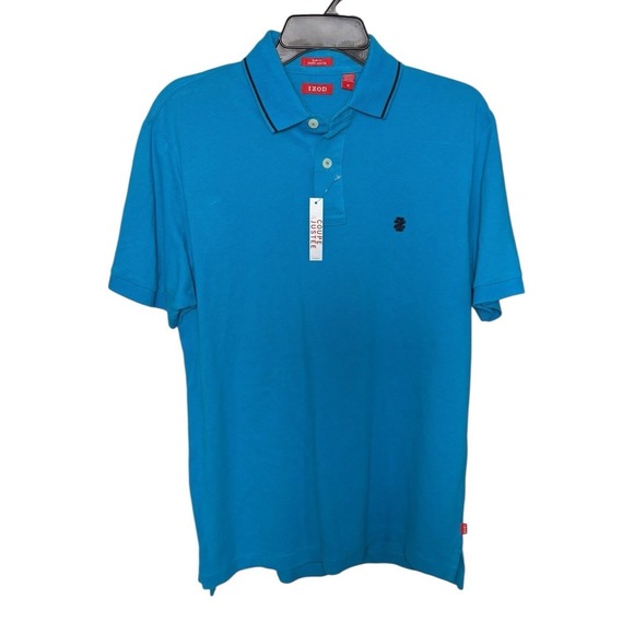 Izod‎ Slim Fit Men's Polo Teal Blue Preppy Golf Size Medium - Picture 1 of 5